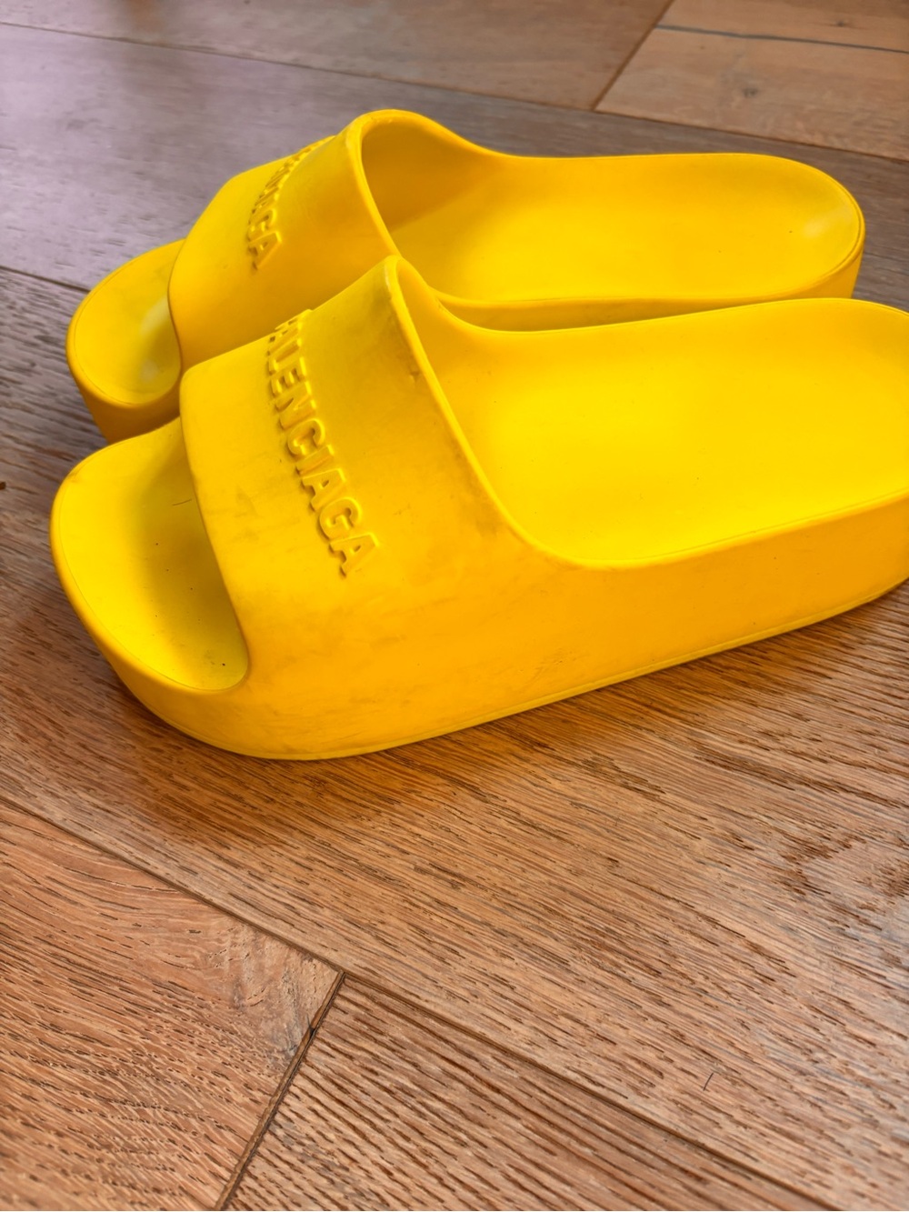 Balenciaga Bright green Platform Slide Sandals